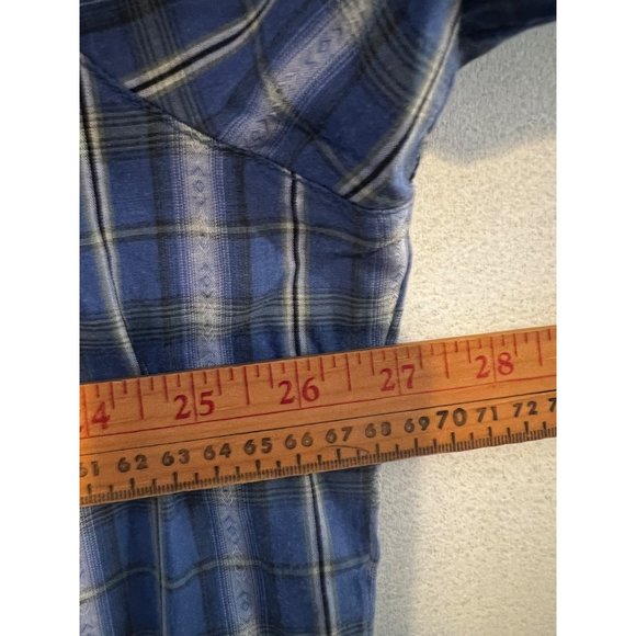 Canyon Guide Outfitters Shirt Mens 2XL Blue Plaid Pearl Snap Short Sleeve Pocket - Picture 4 of 9